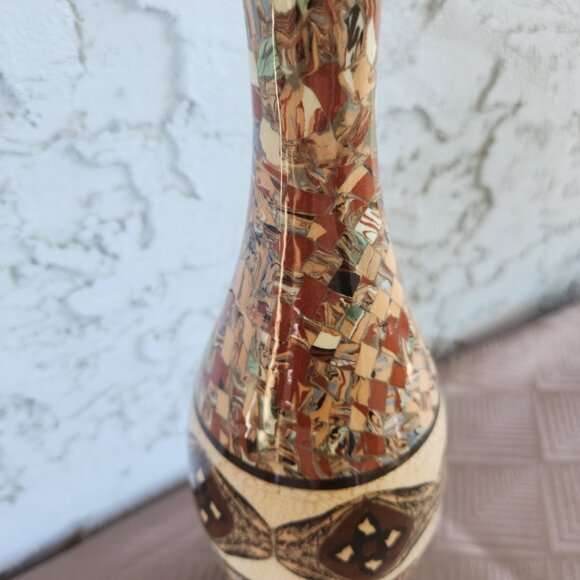 Jean Gerbino Vallauris Vase 12.5" French Mosaic Clay Inlay Pottery Vintage - Picture 6 of 16